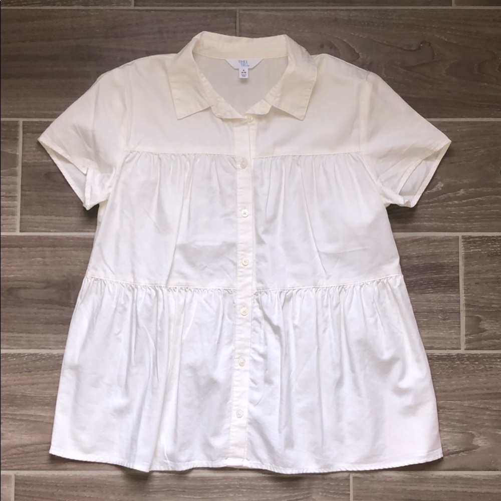 White button up peplum blouse